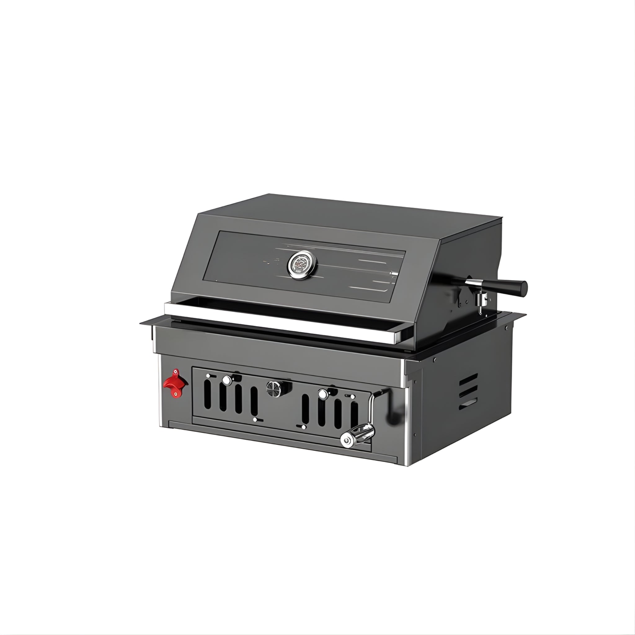 Black Stainless Premium Built-In Charcoal Outdoor BBQ