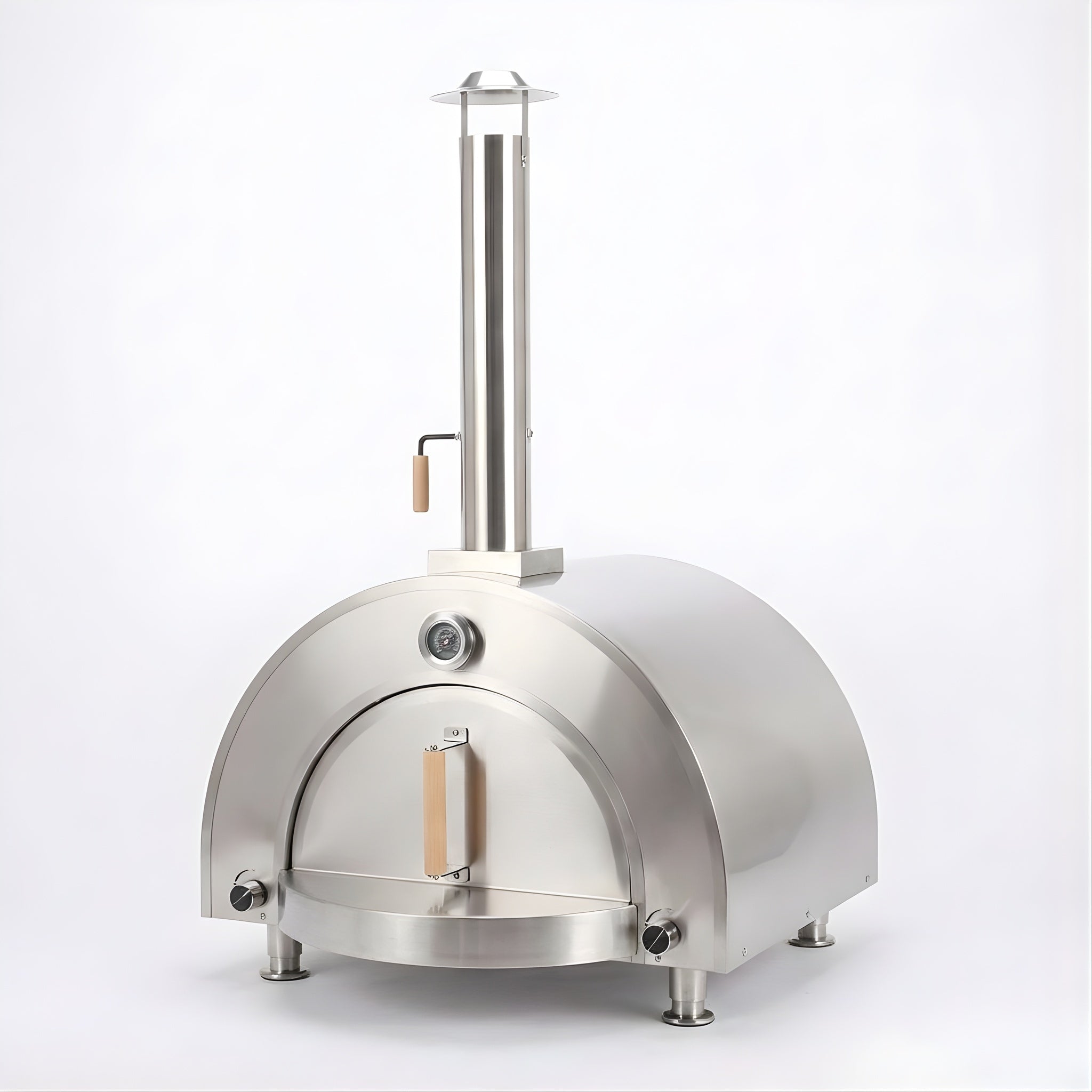 Premium Built-in Stainless Steel Outdoor Gas Burning Pizza Oven Wood Handles