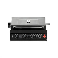 4-Burner Built-In Stainless Steel BBQ Grill – Black (304 Stainless Steel)