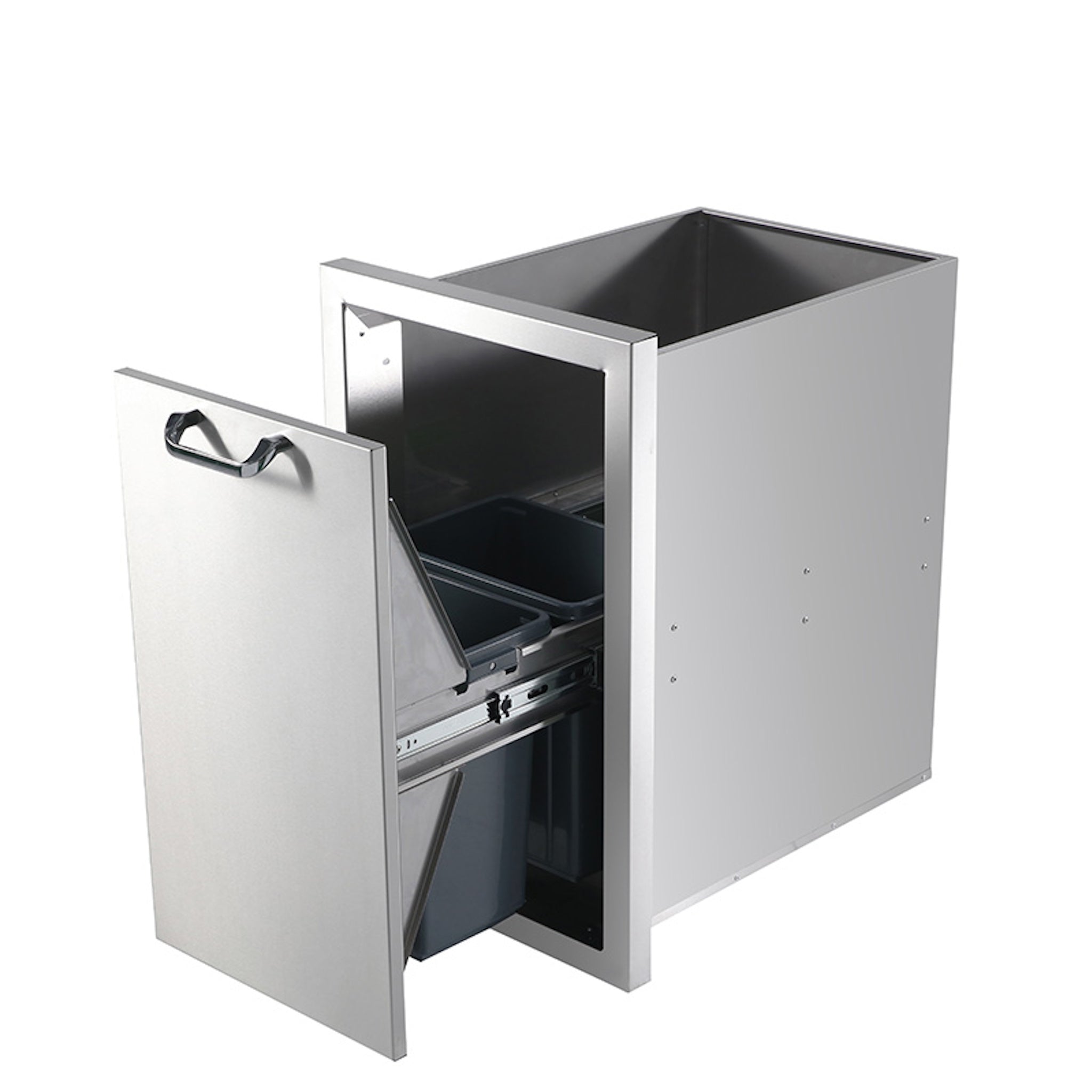 Built-in Recycle Bin 2 Compartment Garbage Bin Stainless Steel