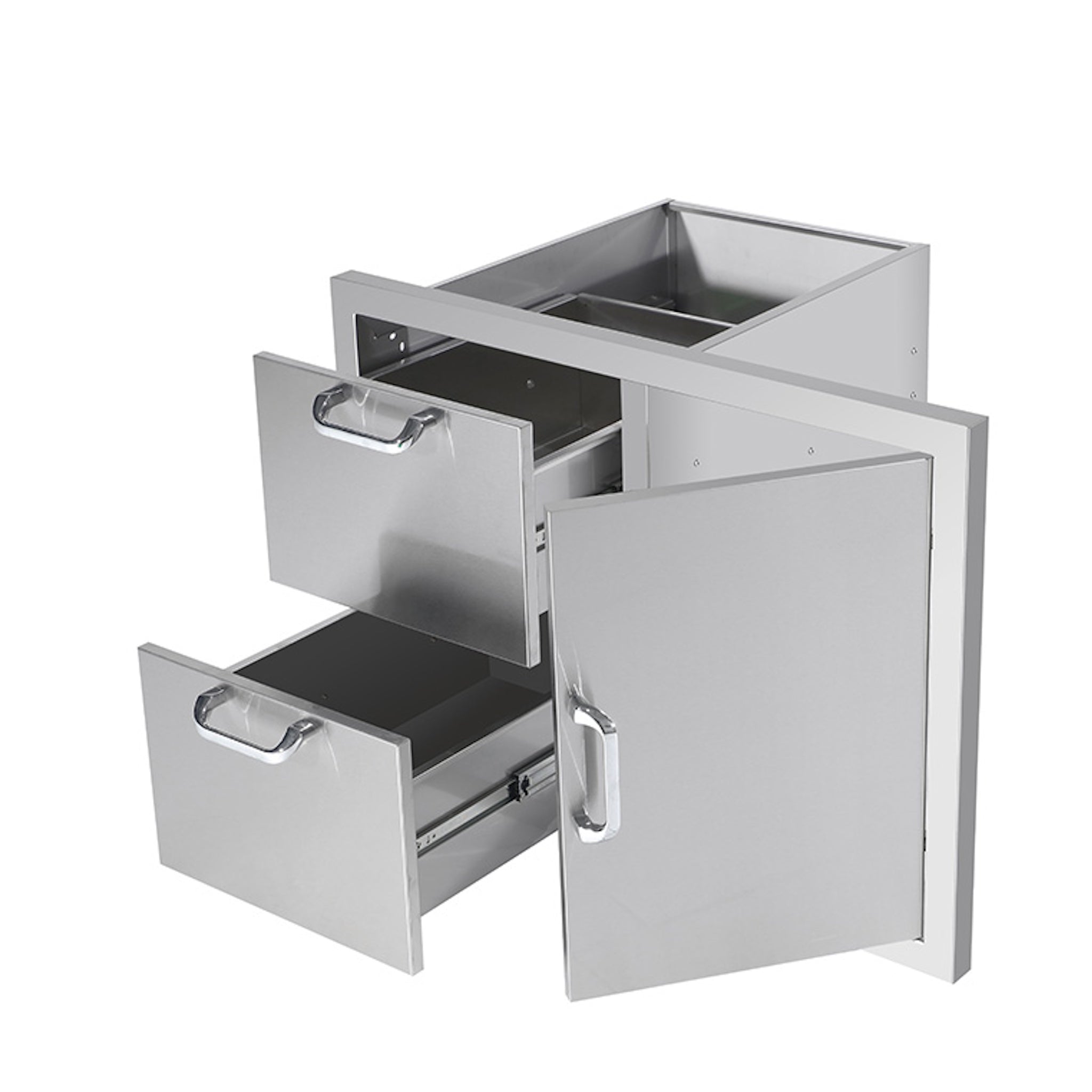 Stainless Steel Two Drawers Single Door Kitchen Cabinet