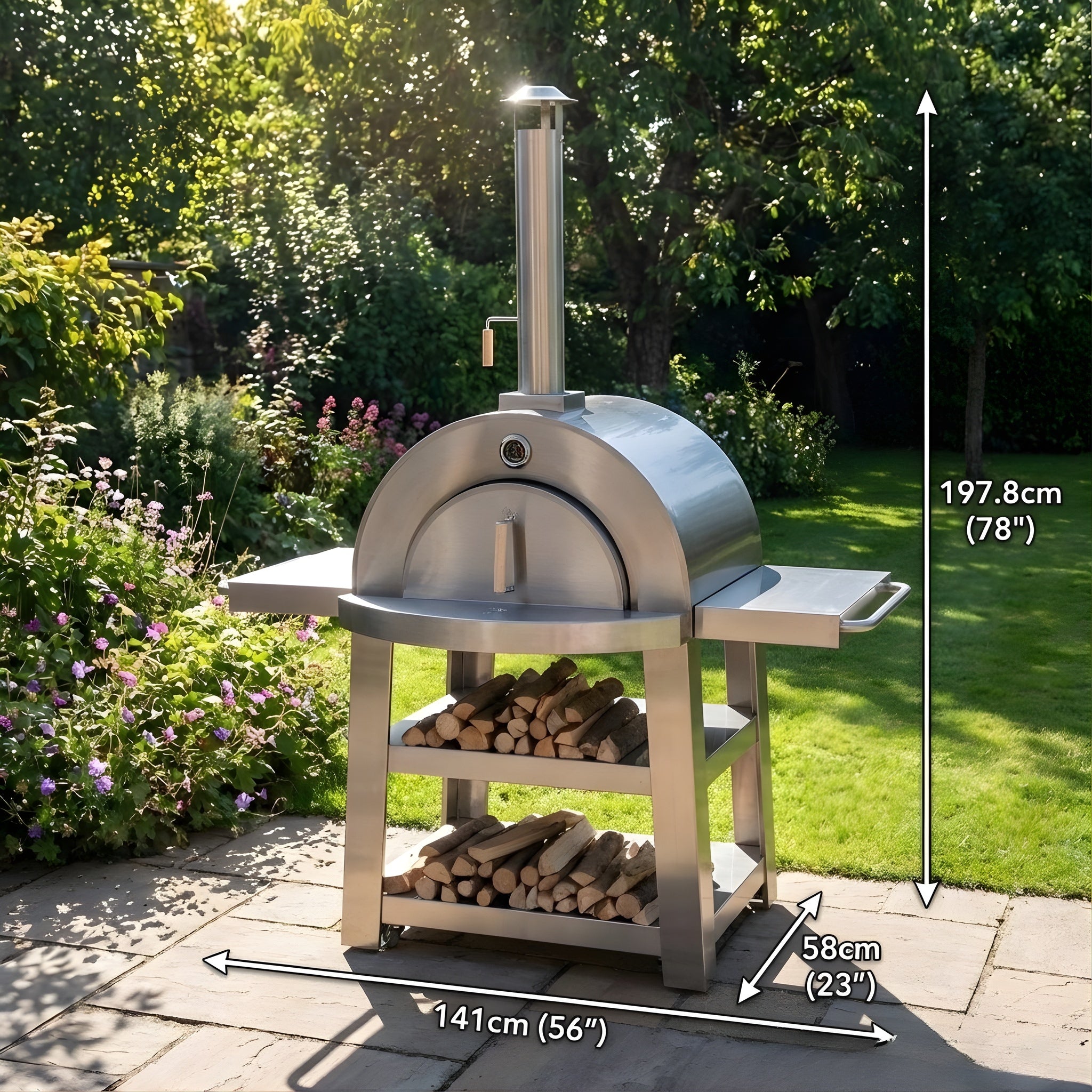Charcoal Built-in Stainless Steel Outdoor Burning Pizza Oven