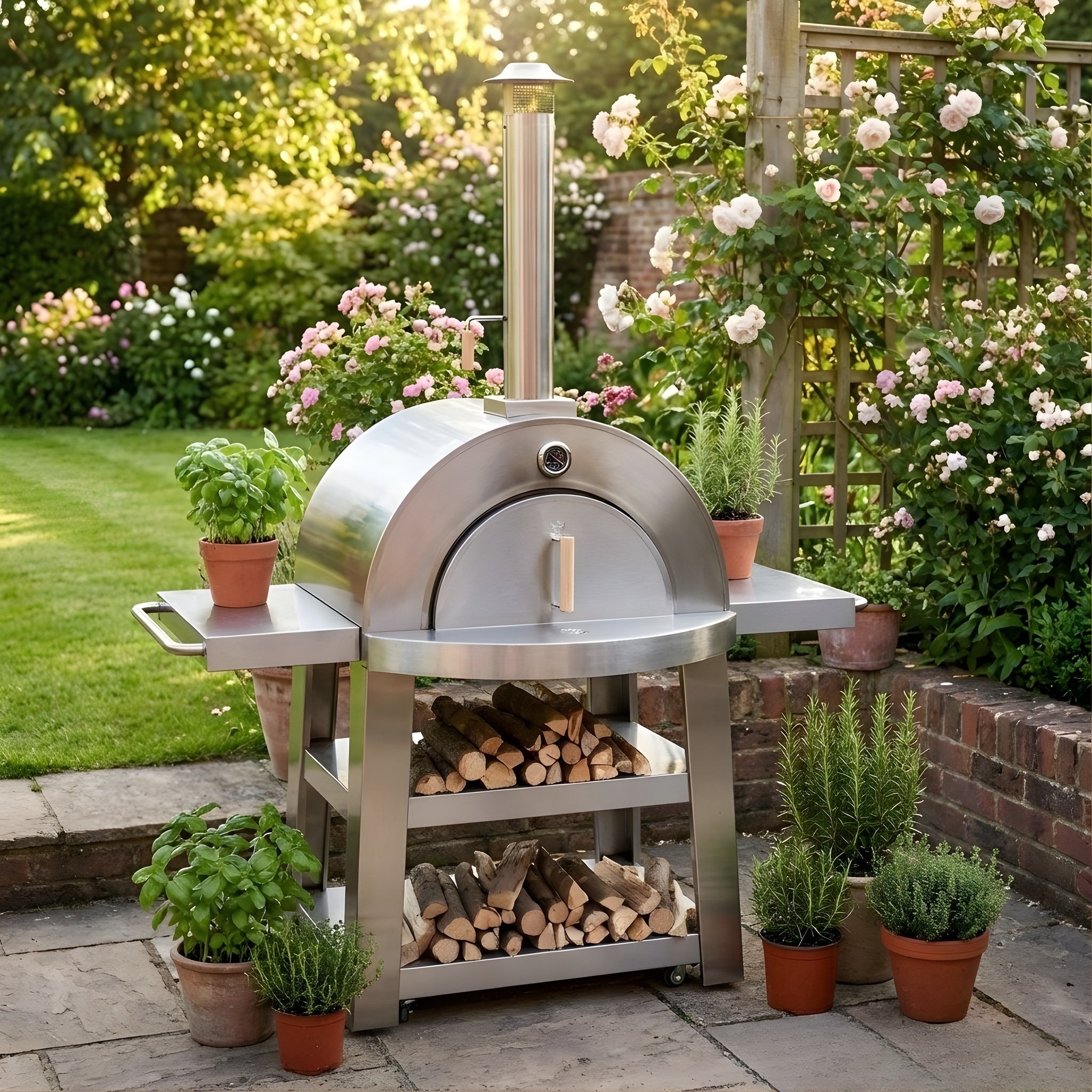 Charcoal Built-in Stainless Steel Outdoor Burning Pizza Oven