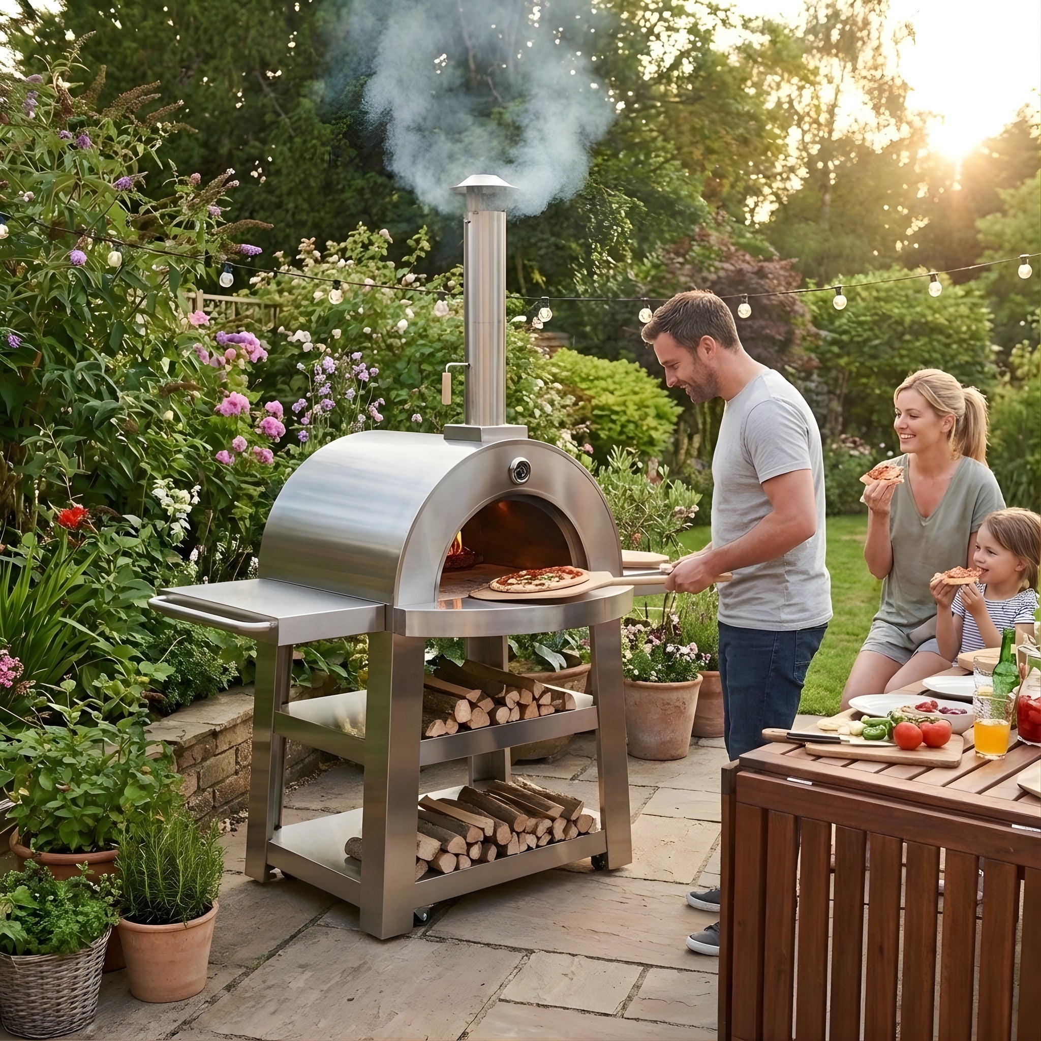 Charcoal Built-in Stainless Steel Outdoor Burning Pizza Oven
