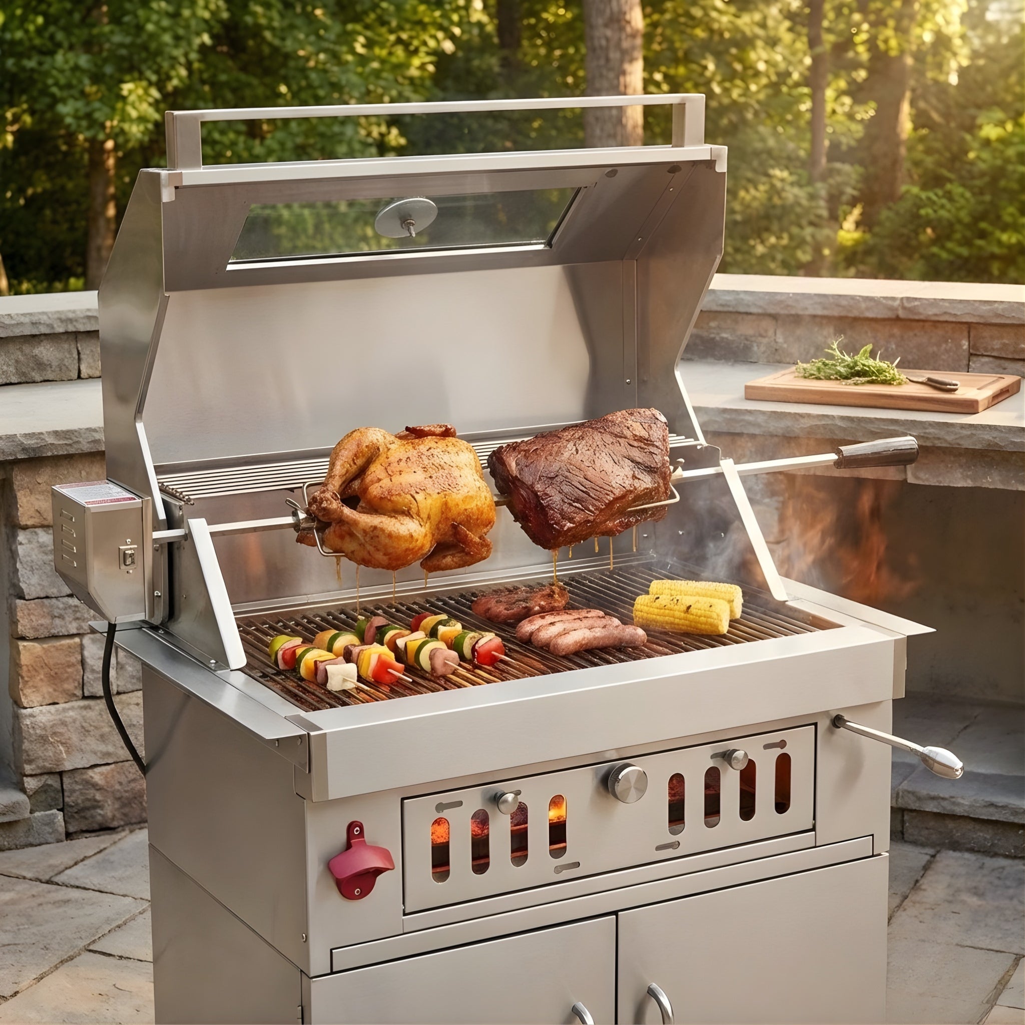 Stainless Steel Premium Built-In Charcoal Outdoor BBQ