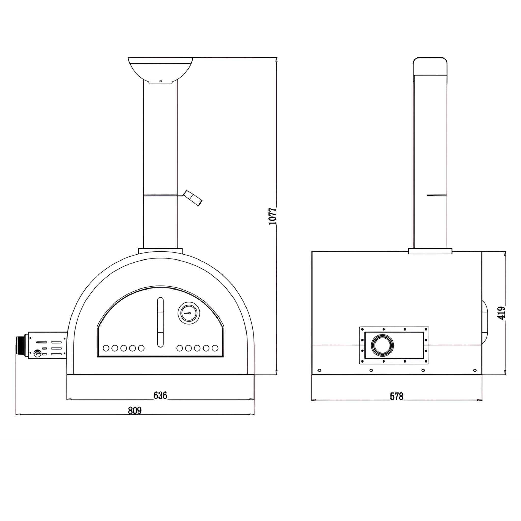 Premium Built-in Stainless Steel Outdoor Gas Burning Pizza Oven