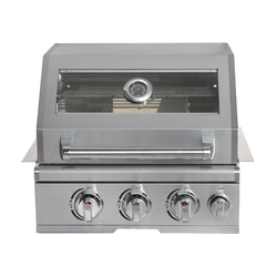 3-Burner Built-In Stainless Steel BBQ Grill With Glass Viewing Window + Infrared Back Burner (304 Stainless Steel)