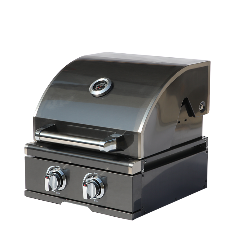 2-Burner Built-In Black Titanium Stainless Steel BBQ Grill – Round-Top