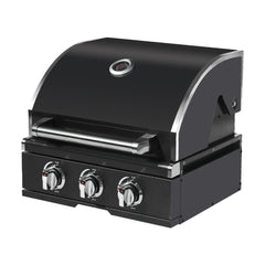 3-Burner Built-In Black Titanium Stainless Steel BBQ Grill – Round-Top
