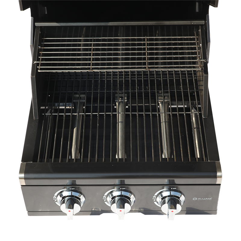 3-Burner Built-In Black Stainless Steel BBQ Grill – Round-Top
