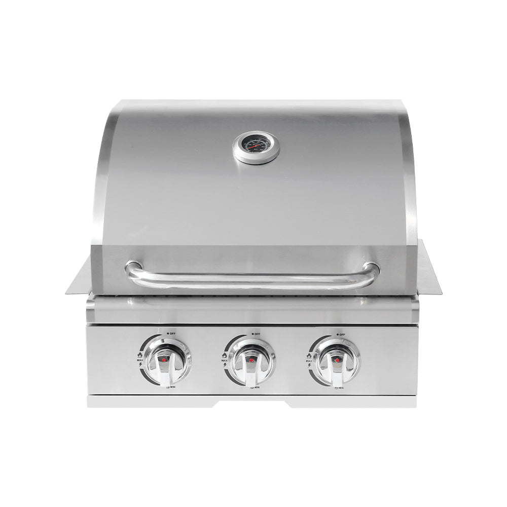 3-Burner Built-In Stainless Steel BBQ Grill – Silver Round-Top