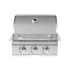 3-Burner Built-In Stainless Steel BBQ Grill – Silver Round-Top