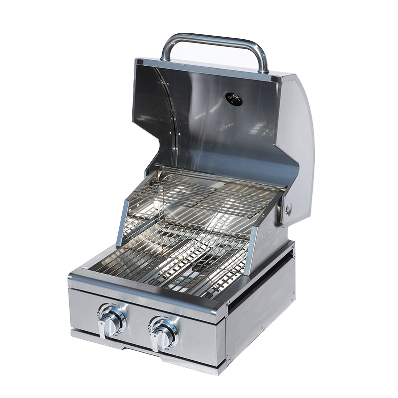 2-Burner Built-In Stainless Steel BBQ Grill – Silver Round-Top