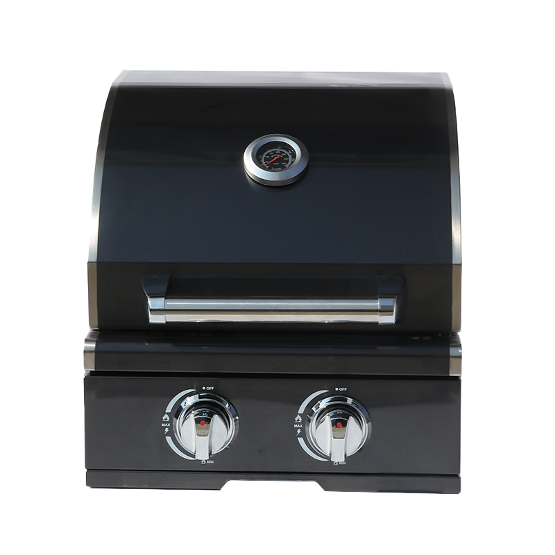 2-Burner Built-In Black Titanium Stainless Steel BBQ Grill – Round-Top