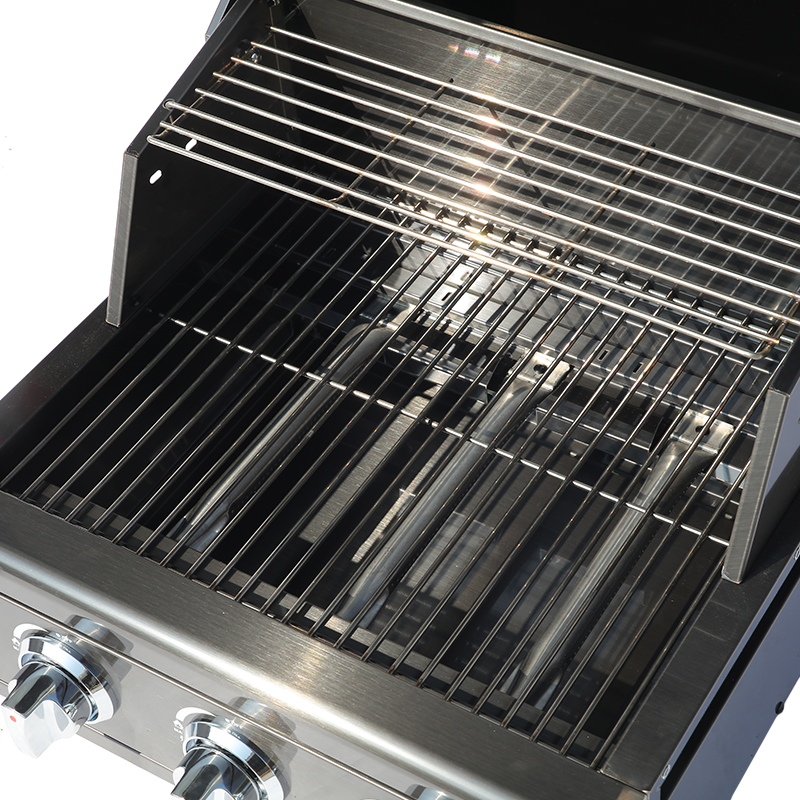 3-Burner Built-In Black Stainless Steel BBQ Grill – Round-Top