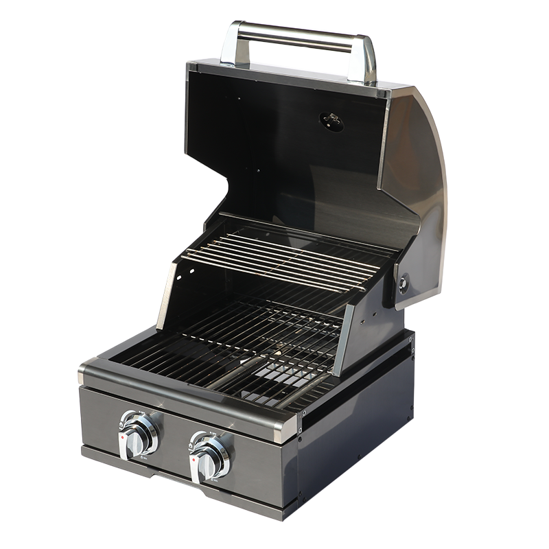 2-Burner Built-In Black Titanium Stainless Steel BBQ Grill – Round-Top