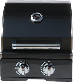 2-Burner Built-In Black Titanium Stainless Steel BBQ Grill – Round-Top