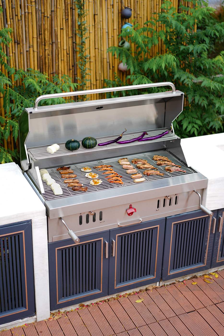 49 Inch (Extra Large) Stainless Steel Premium Built-In Charcoal Outdoor BBQ (Black)