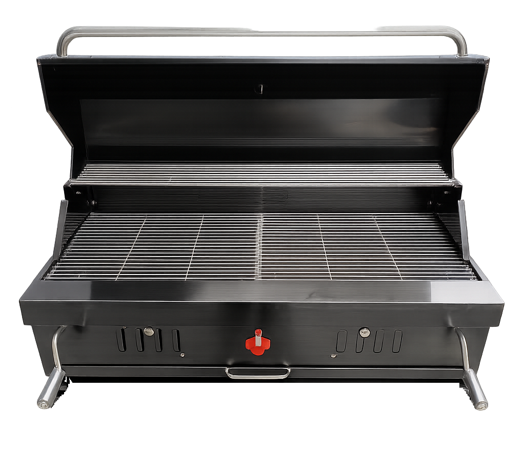 49 Inch (Extra Large) Stainless Steel Premium Built-In Charcoal Outdoor BBQ (Black)