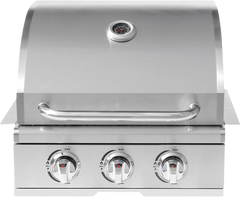 3-Burner Built-In Stainless Steel BBQ Grill – Silver Round-Top