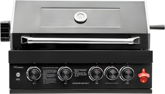 4-Burner Built-In Stainless Steel BBQ Grill – Black (304 Stainless Steel)
